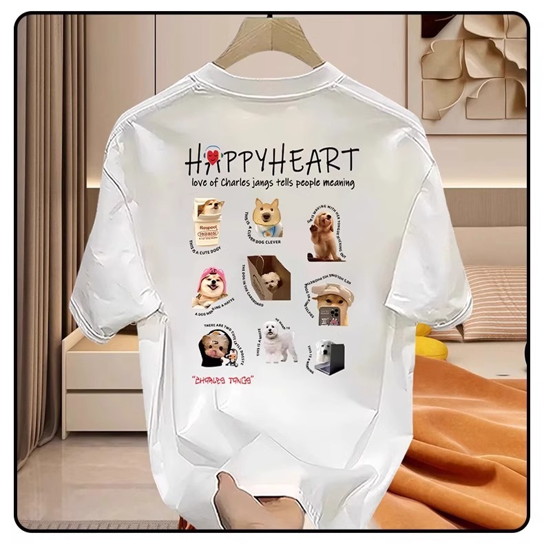 2026 New Arrivals Unisex Streetwear T-Shirts | Heart Graphic 100% Cotton Crew Neck Versatile Trendy Couple Tees