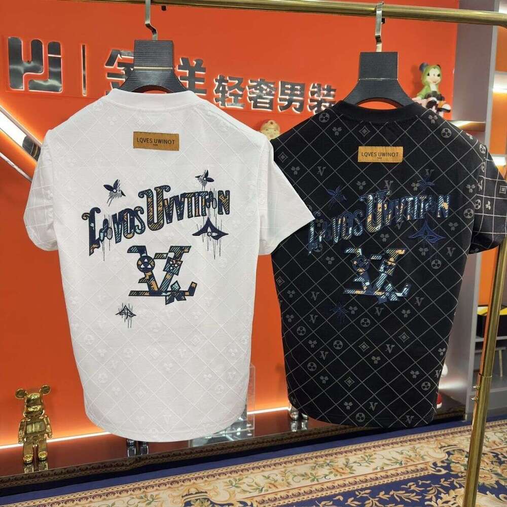 European Style 2026 New Summer High-End Embroidered Short-Sleeve T-Shirt For Men, Trendy Light Luxury Fashion Round-Neck Half-Sleeve Top Asia Size