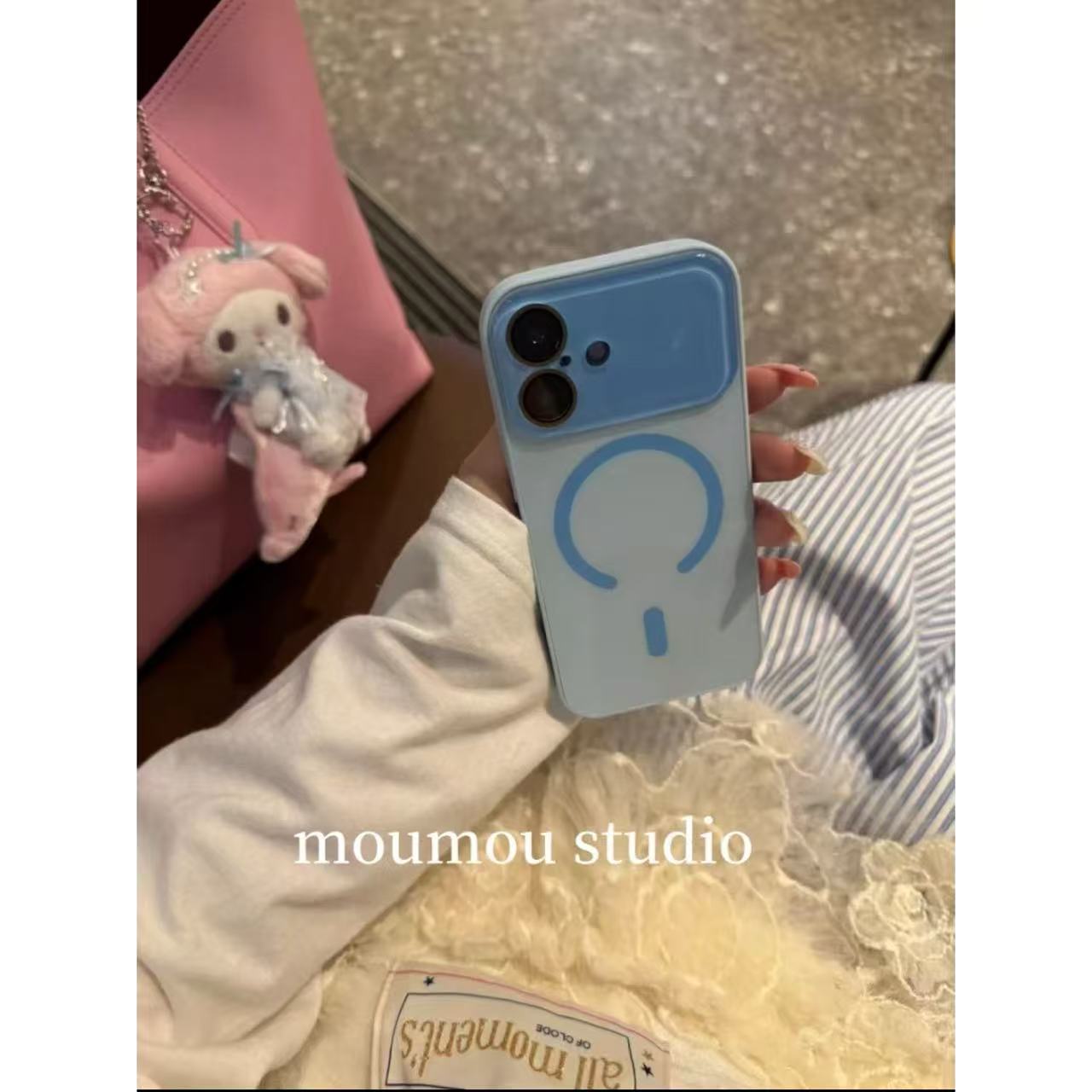 Premium sense ins solid color large window magnetic attraction suitable for iPhone case protective case