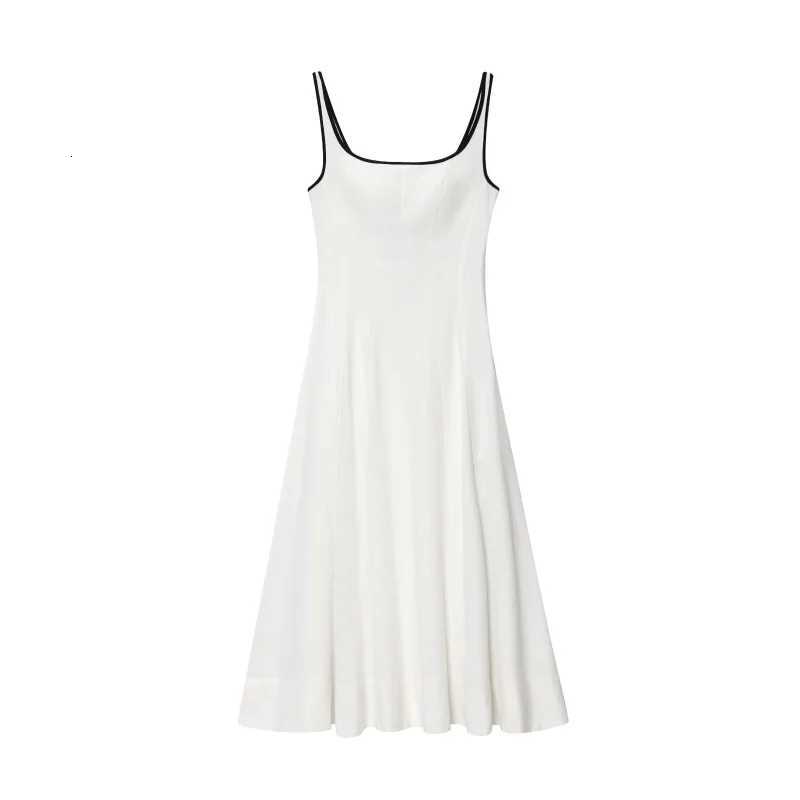 ETJ 2025 summer new contrast-color trim A-line version of elegant matching MIDI tank top dress C260331