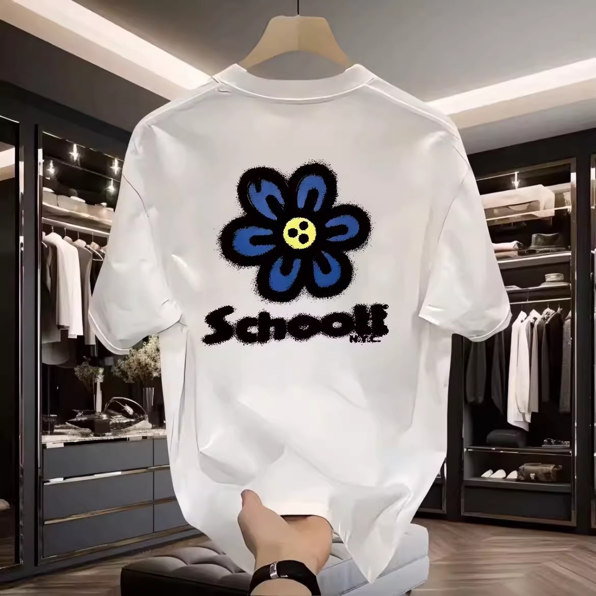 Summer New Arrivals Men's Streetwear T-Shirts | Daisy Graphic 100% Cotton Minimalist Skin-Friendly Regular Fit Slim Short Sleeve Tops