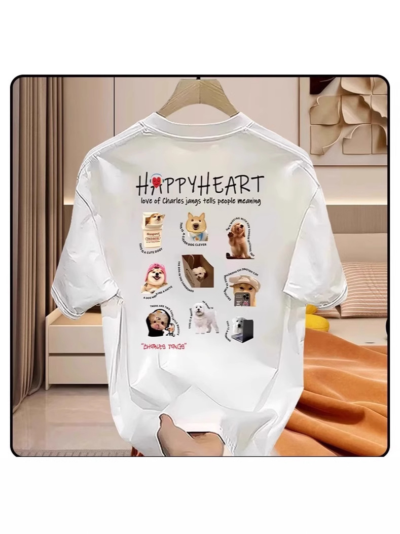 2026 New Arrivals Unisex Streetwear T-Shirts | Heart Graphic 100% Cotton Crew Neck Versatile Trendy Couple Tees