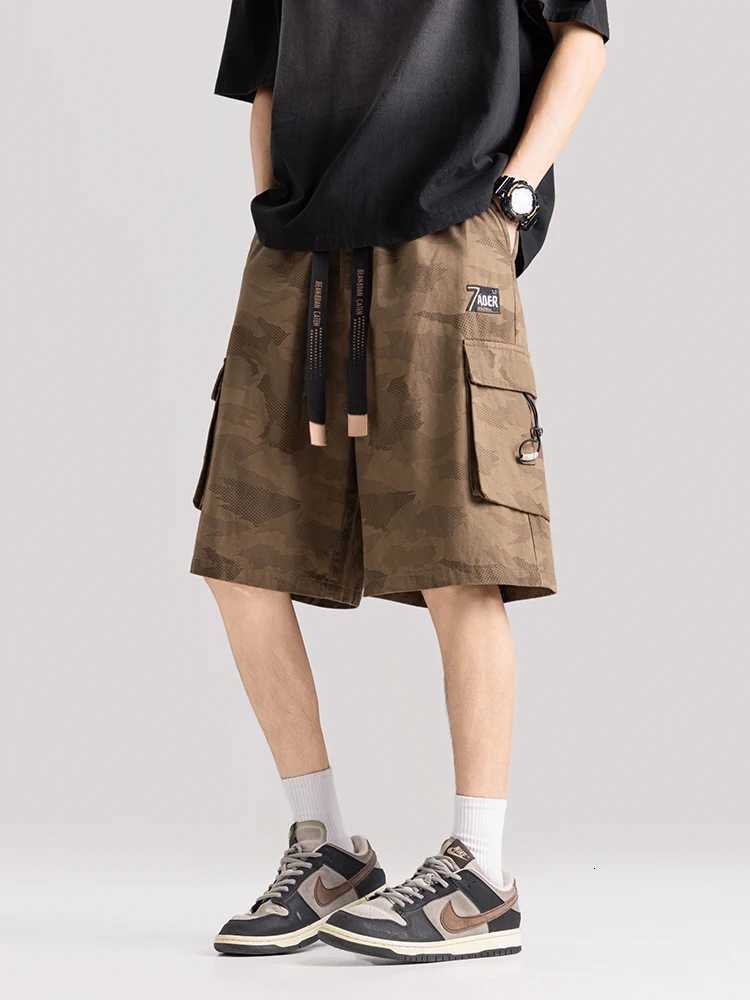 Summer Mens Cargo Shorts with 5 Pockets Lightweight Cotton Loose Fit Drawstring Casual Shorts Z260331