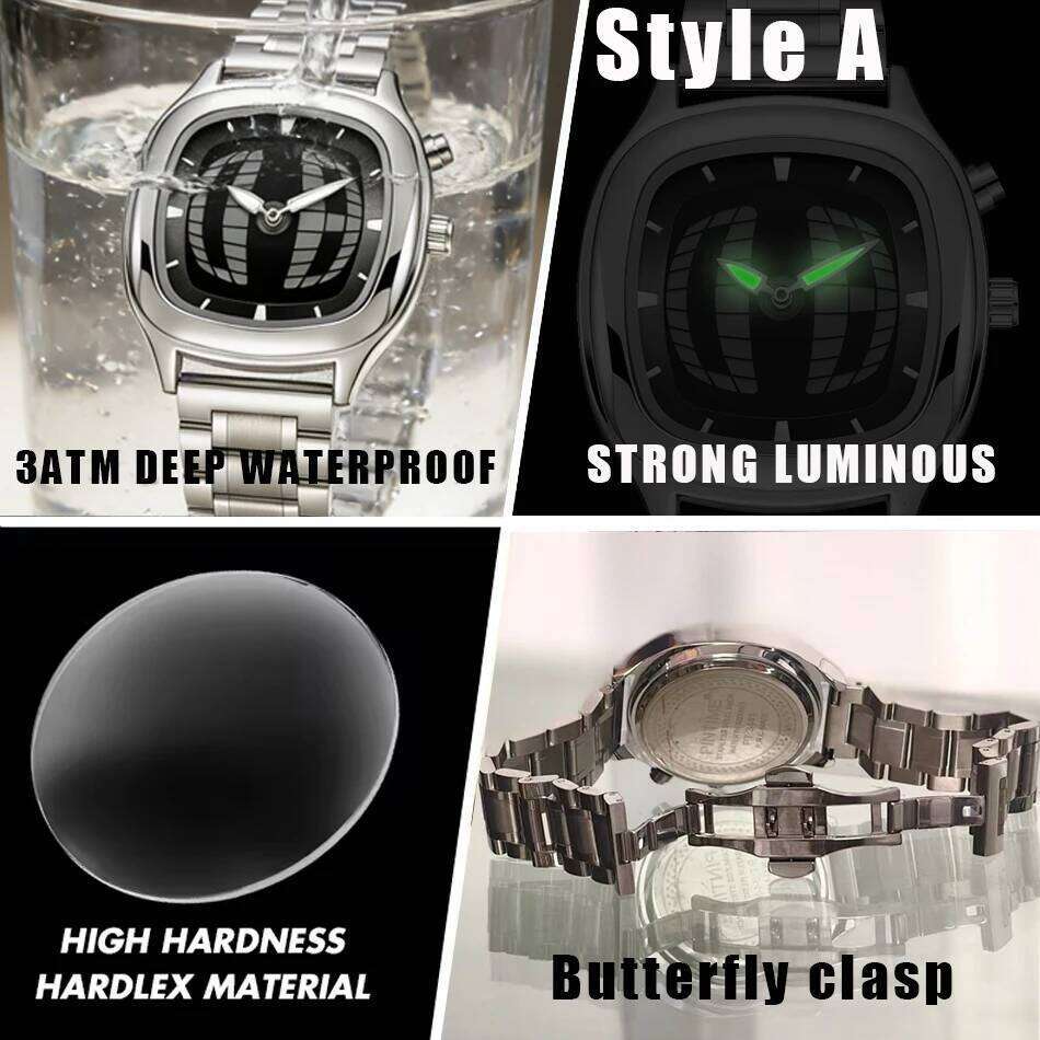 PINTIME Y2K Luxury Men's Watch New Conceptual Cool Digit Dial Male Quartz Wristwatch Stainless Steel Waterproof Reloj Man Clock 26W0331