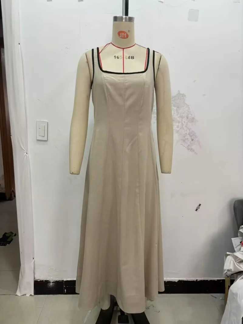 ETJ 2025 summer new contrast-color trim A-line version of elegant matching MIDI tank top dress C260331