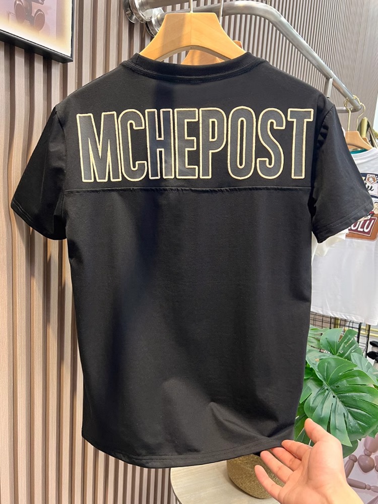 2026 Summer Men's T-Shirts | Korean-Style Crew Neck Letter Embroidered INS Casual Short Sleeve Tops