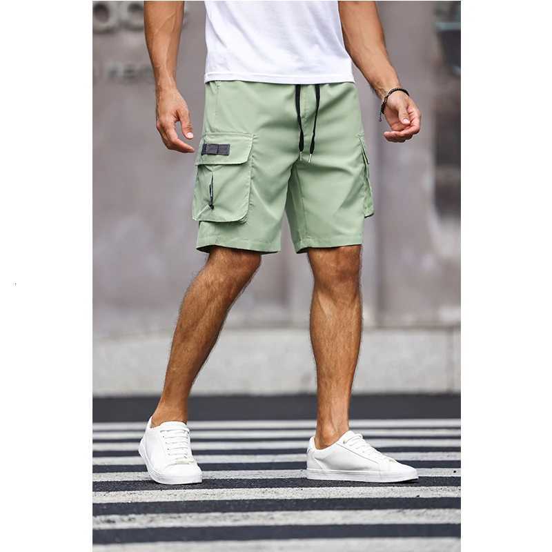 Mens Multicolor Drawstring Cargo Shorts Solid Color Pants with Pockets Casual Summer Shorts Z260331