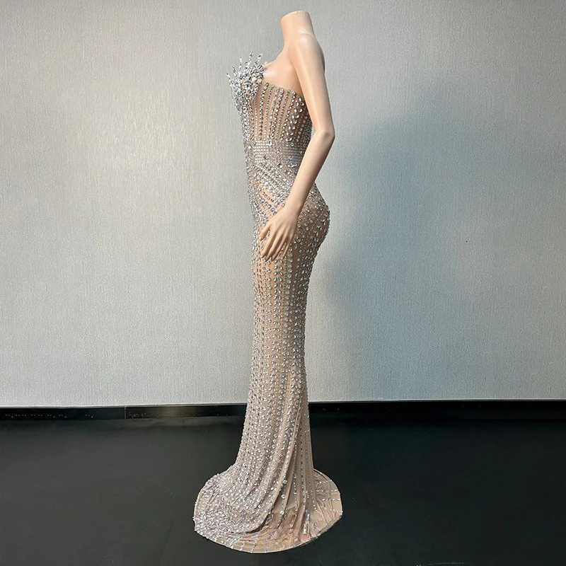 Elegant Mermaid Tube Top RhinESTone Shiny Evening Dress Important Occasion BirTHday Party Dress Model Catwalk Dress C260331