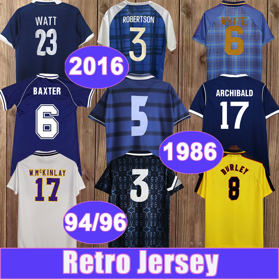 88 89 Scotland Mens Retro Soccer Jerseys National Team BAXTER ARCHIBALD MCCOIST W.MCKINLAY WATTS BURLEY 96 98 Home Away Vintage Football Shirts