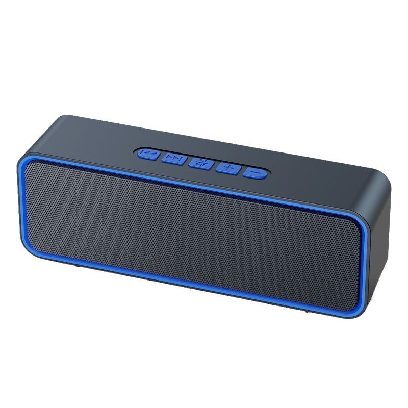 Powerful Wireless Bluetooth Speaker With Subwoofer High Volume Audio Blue Streamline Design For Outdoor Home And Car