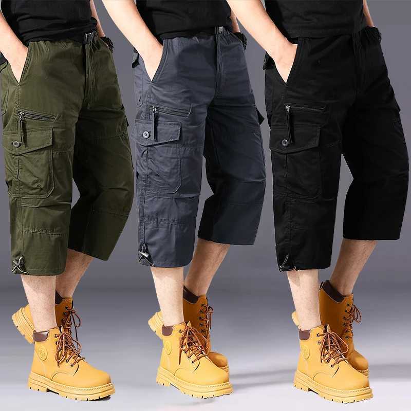 Summer pure cotton cropped shorts for men and young people straight leg sports camouflage casual workwear shorts loose and thi Z260331