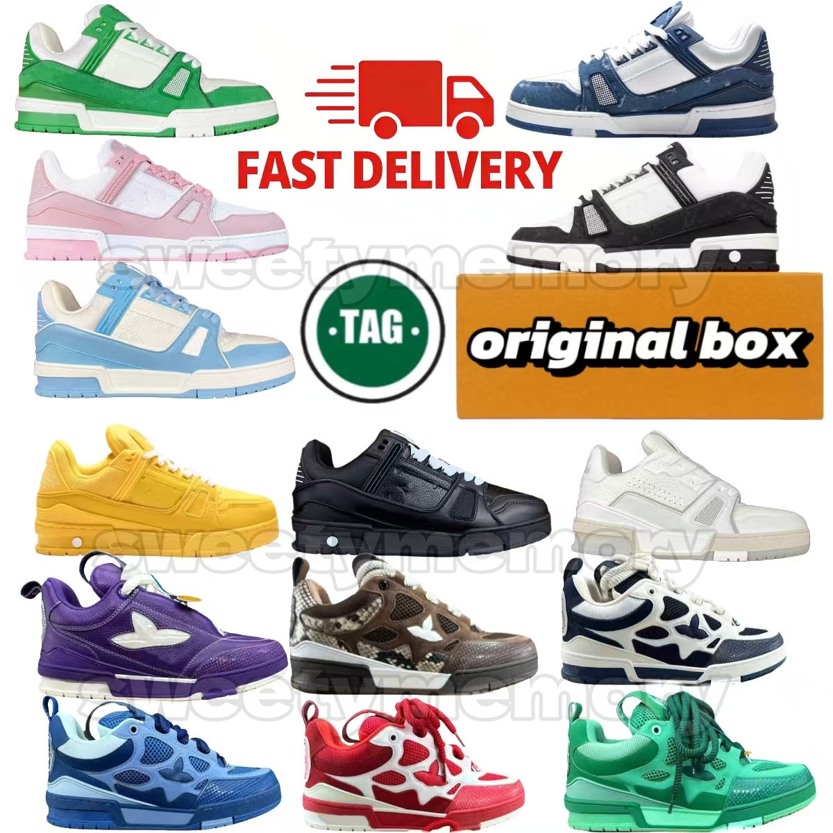 Sneakers Skate shoes trainers Designer shoes luxury Men Women Casual tennis Shoes Calfskin Platform Trainers Leather Abloh Lace-up Lvs skate shoes with box