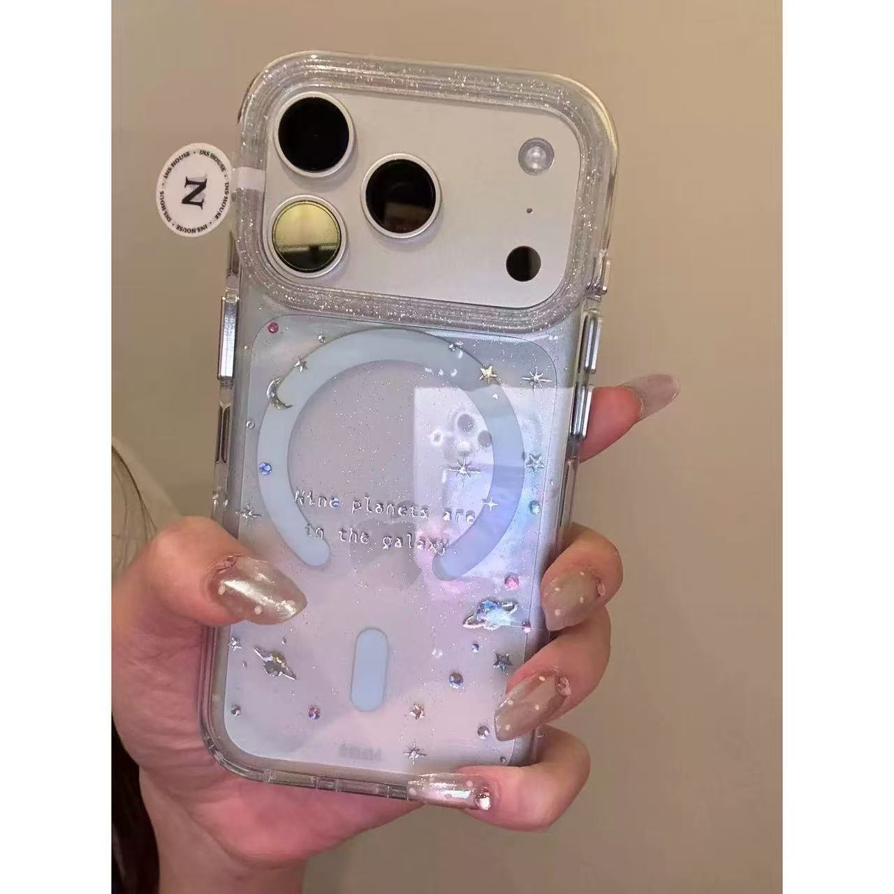 Korean glitter surrounded by colorful planet magnetic attraction for iPhone new Apple phone case