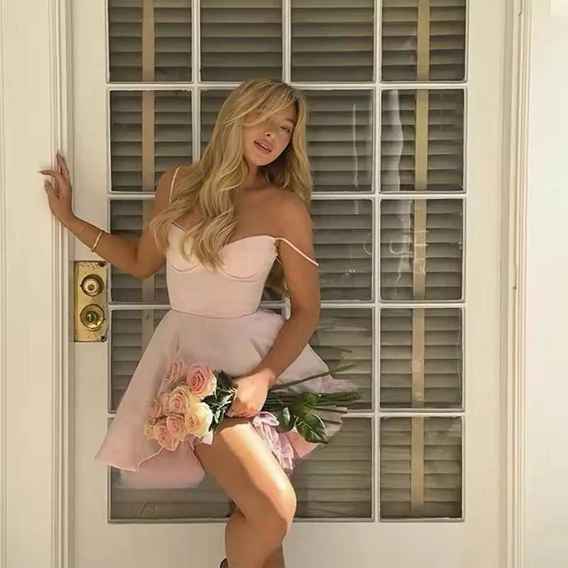 Suninheart Summer Elegant A Line Dress Lovely Floral Print Tulle Skirt Dress Casual Holiday Party Dresses Women 2024 New Arrival C260331