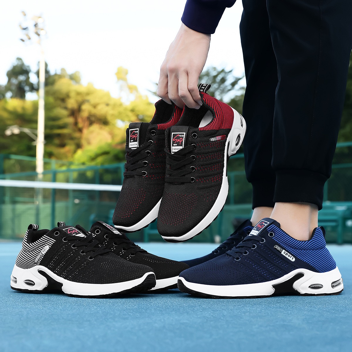 New Fashionable and Trendy Large Cross border Men's Shoes Lightweight and Casual Sports Flyknit Comfortable Outdoor Running Shoes