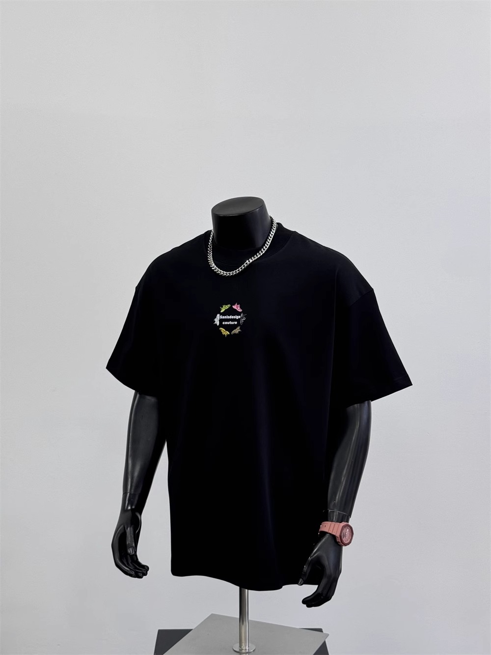 2026 Summer New Arrivals Men's American Streetwear T-Shirts | Shoe & Letter Graphic Black Casual Short Sleeve Tops