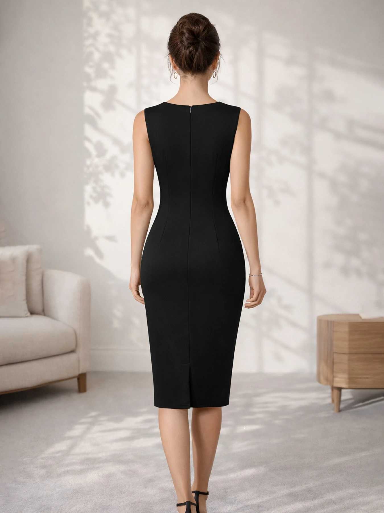 Womens Elegant Work Office Knee Length Summer Sleeveless Pencil Casual Cocktail Party Bodycon Sheath Dress Vestidos C260331