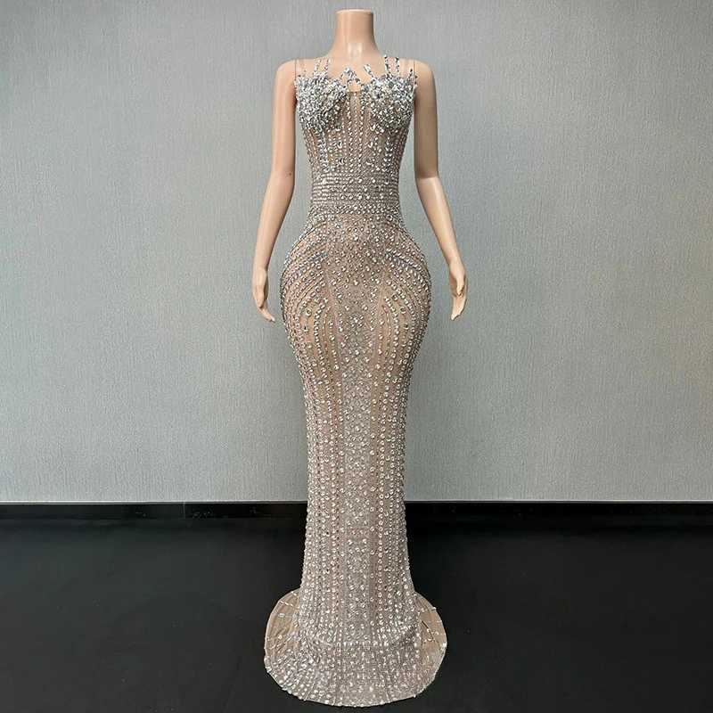 Elegant Mermaid Tube Top RhinESTone Shiny Evening Dress Important Occasion BirTHday Party Dress Model Catwalk Dress C260331