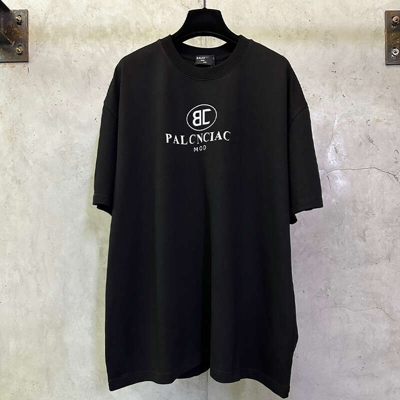 Oversized BB Logo T-Shirt High Street Black Cotton Tee Unisex Luxury Inspired Short Sleeve Top for Men Women
