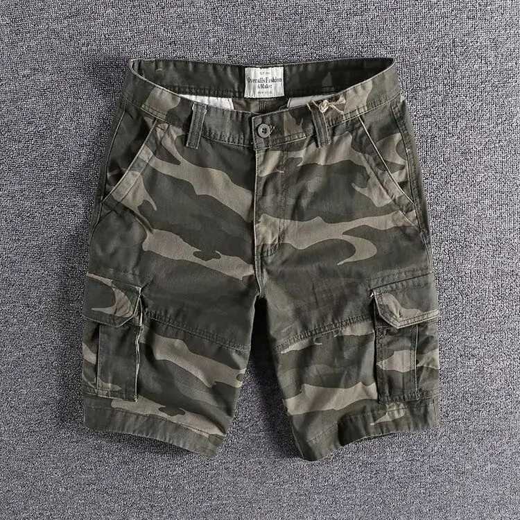 Harajuku Fashion Streetwear Summer Shorts Mens Camo Cargo Knee Length Work Twill Cotton Loose Fit Camouflage Shorts for Men Z260331