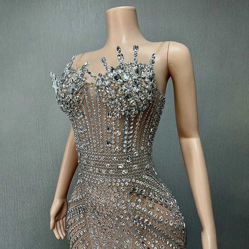 Elegant Mermaid Tube Top RhinESTone Shiny Evening Dress Important Occasion BirTHday Party Dress Model Catwalk Dress C260331
