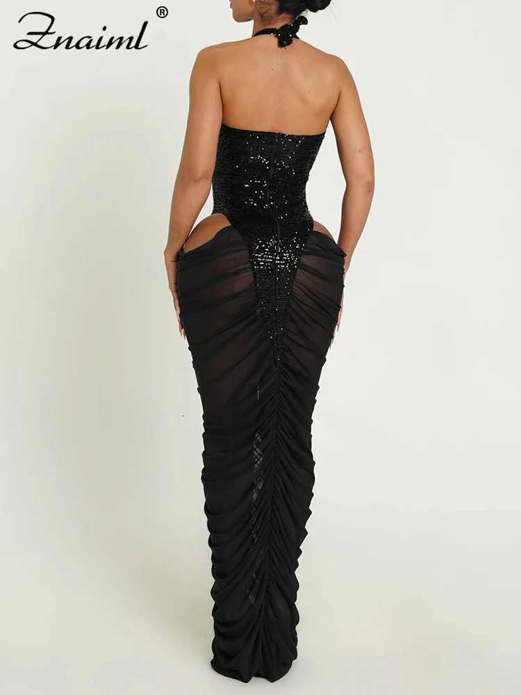 Znaiml Luxury Evening Dress for Women Halter Backless Hollow Sequin Patchwork Sleeveless Mermaid Skirt Female Birthday Dresses C260331