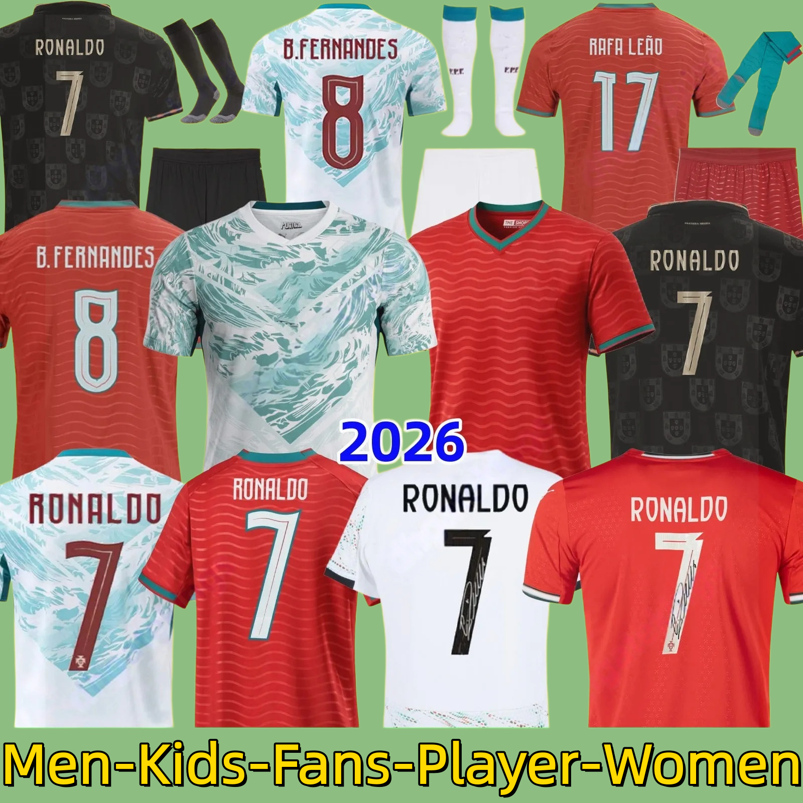 2026 world cup Portuguesa soccer jersey Ronaldo B.Fernandes JOAO FELIX Vitinha 26 27 maillot portugal football shirt home away Player Men Women Football Shirt Kids