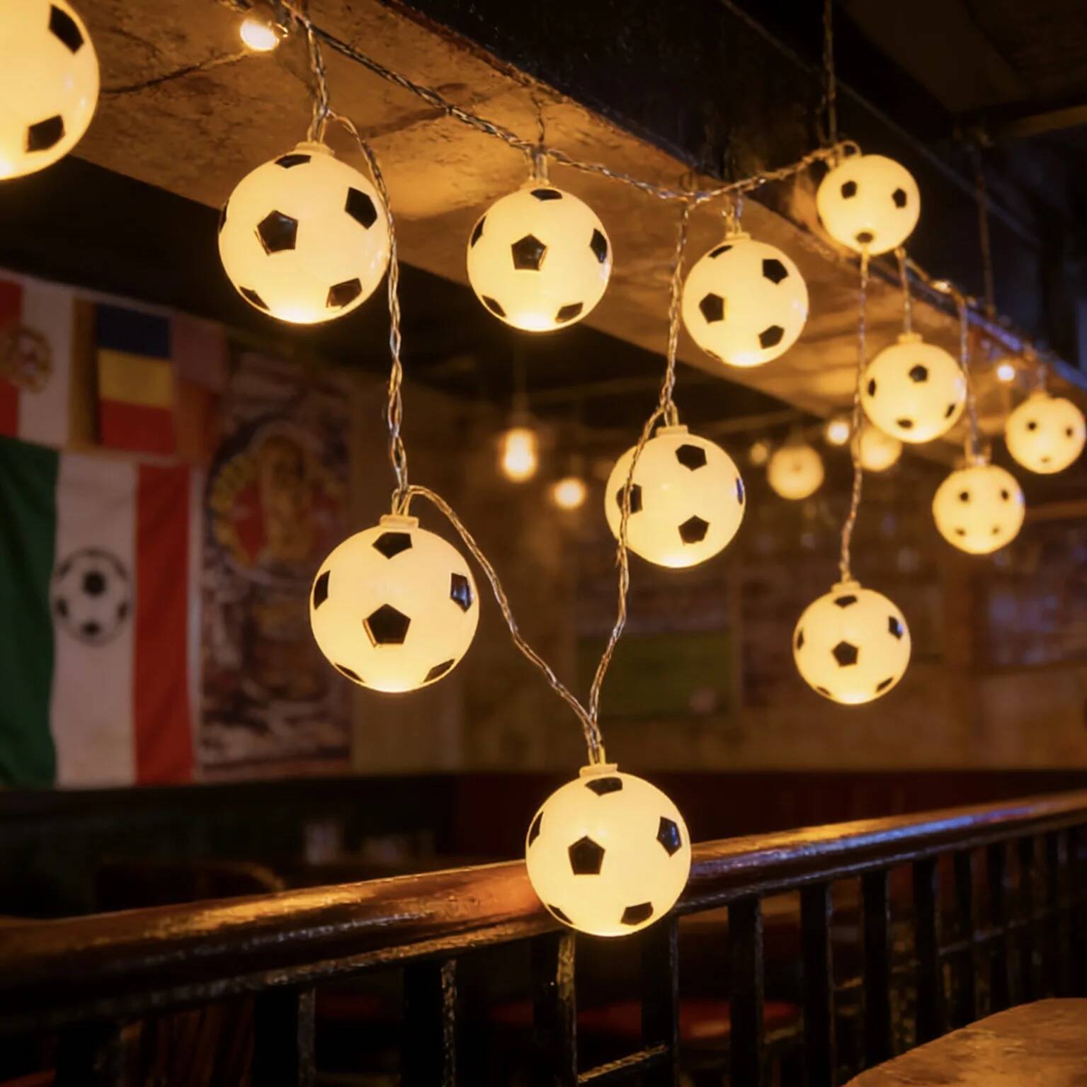 Bestseller World Cup Luminaries Event Theme Decorative Football Shaped String Lights For Celebration And Decoration Ddmytues