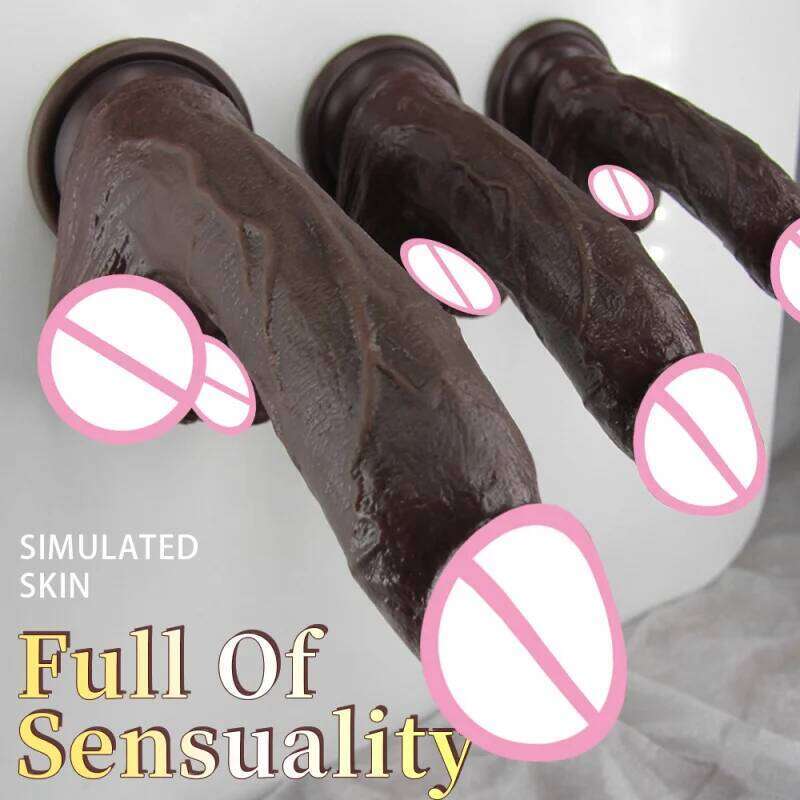 Simulated Black Lifelike Dildo Realistic Big Dick Cock Soft Silicone Penis Anal Plug Suction Cup Dildos For Women 26L0331