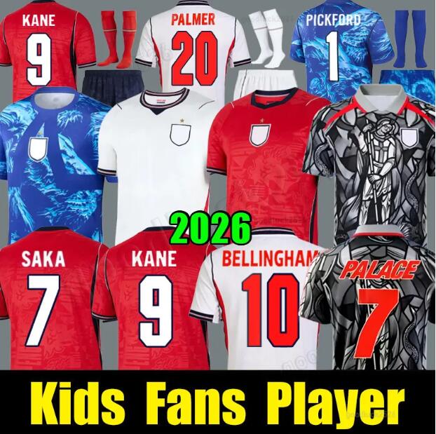 englands jersey 2026 World Cup Soccer Jerseys KANE SAKA BELLINGHAM football tops shirt Kits PALMER RICE FODEN RASHFORD 26 27 National Team Kids Kits maillot de foot