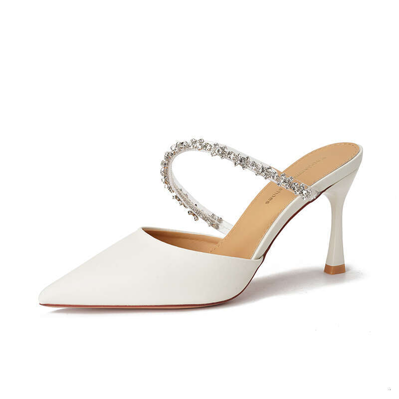 2026 High Heels Women S Single Shoes Thin Heel Pointed Closed Toe Half Slippers Outdoor Style New Elegant Versatile Sandals