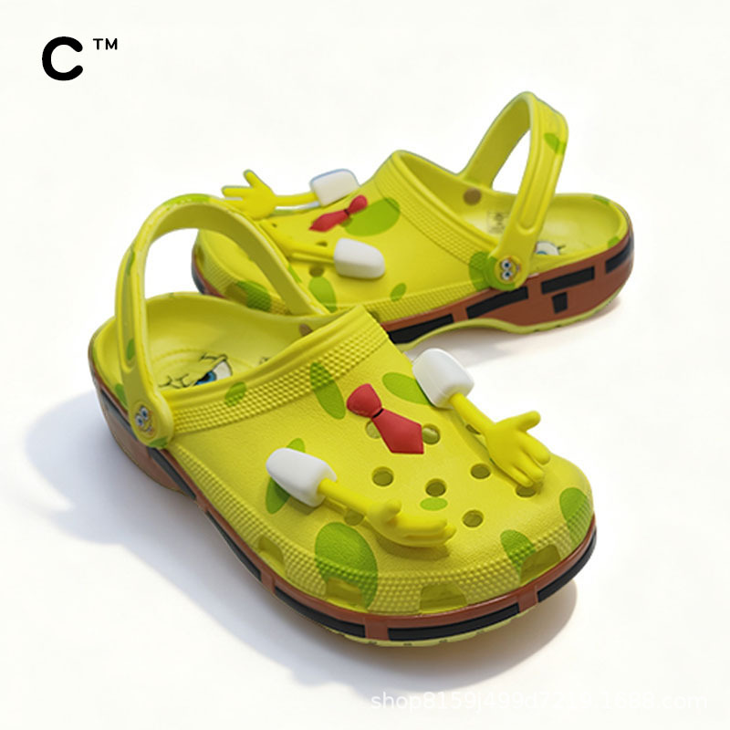 SpongeBob SquarePants Cartoon Clogs for Kids & Adults, Cute 3D Character Garden Shoes, Non-slip Beach Sandals, Summer Casual Slippers