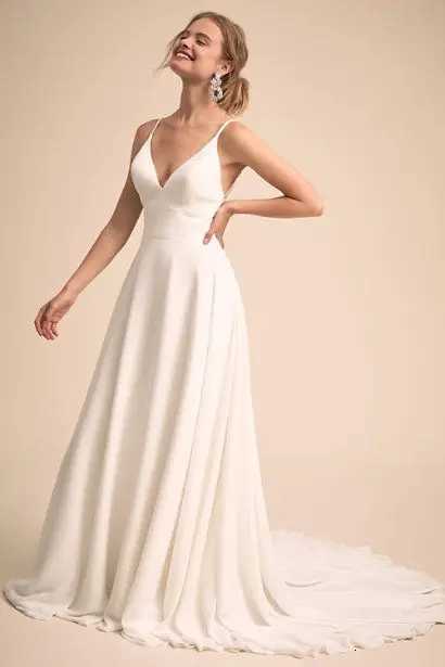 Simple Charming V-neck Neckline Wedding Dress With Lace Back Bridal Dress vestido de festa de casamento C260331