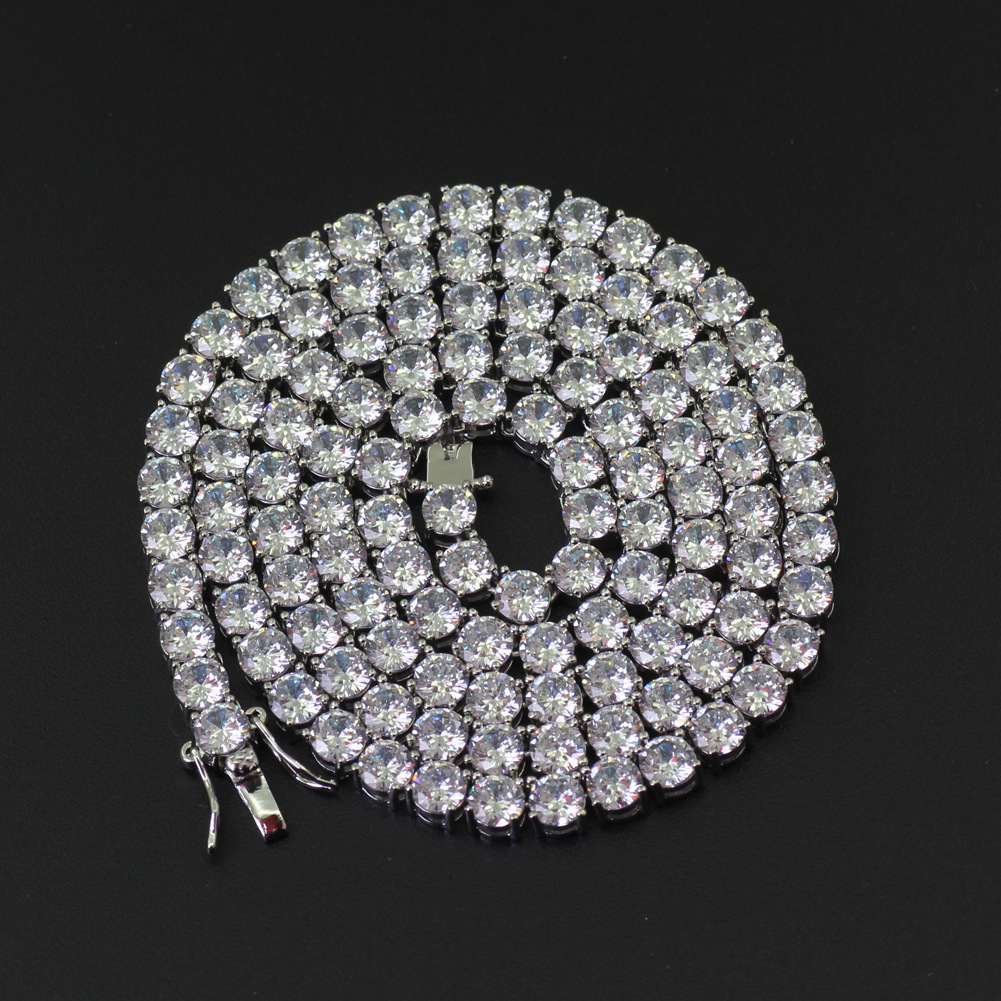 Tennis bracelet, 3mm CZ white cubic zirconia beads, men's bangle, 16inch (40cm) - 24inch (60cm) chain, women's bracelet, silver crystal brac