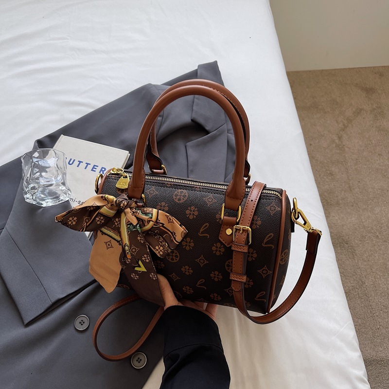 Women's Vintage Large Capacity Monogram New Boston Pillow Single Shoulder Crossbody Bag