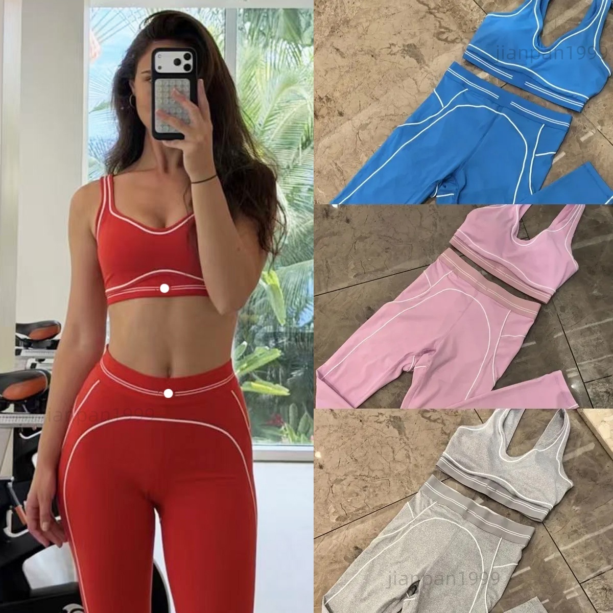 Womens Tracksuits Two Pieces Set Summer New Yoga Set Sports Tank Top High Waist Hip Lifting Compression Fitness Set