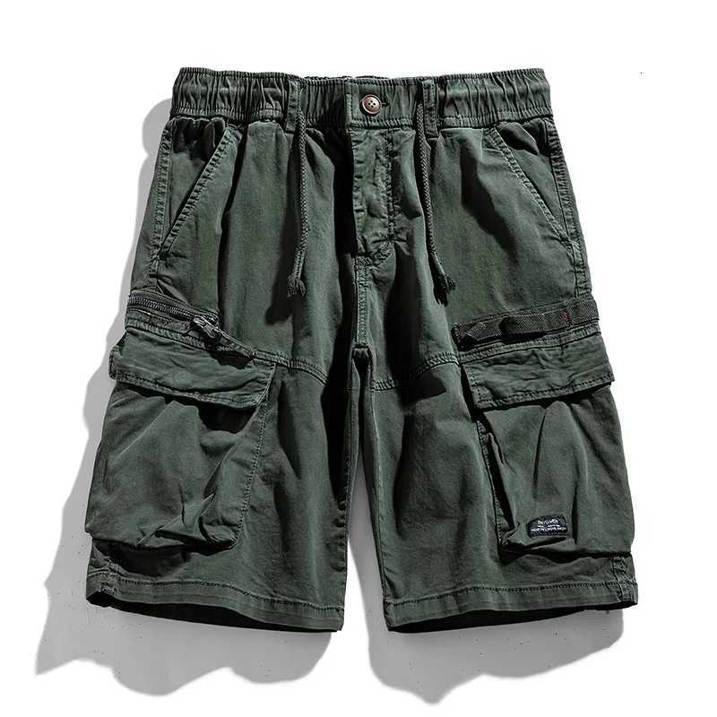 Summer Men Cargo Multi Pocket Cotton Shorts Mens Casual Solid Elastic Waist Shorts Spring Jogger Shorts Pants Male Dropshipping Z260331