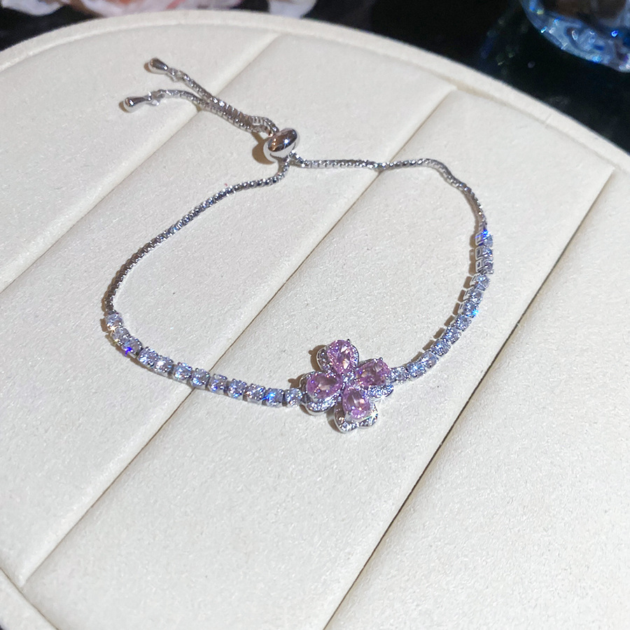Women's Zircon Lucky Clover Flower Pull-Out Bracelet - Fashionable & Versatile Commuting Accessory - view 8