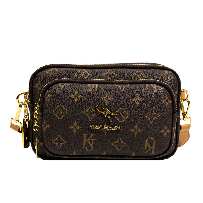 Vintage All Over Print Mini Camera Crossbody Bag Adjustable Wide Strap Metal Logo Casual Daily Phone Purse