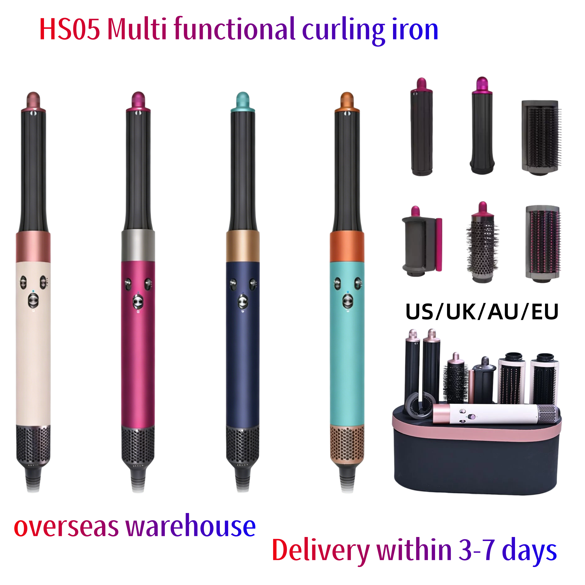 HS05 Curler 08/09 Straightener Fluffy and Non Damaging Hair Home Salon Temperature Controlled Negative Ion Six in One Multifunctional Suitable for all hair types