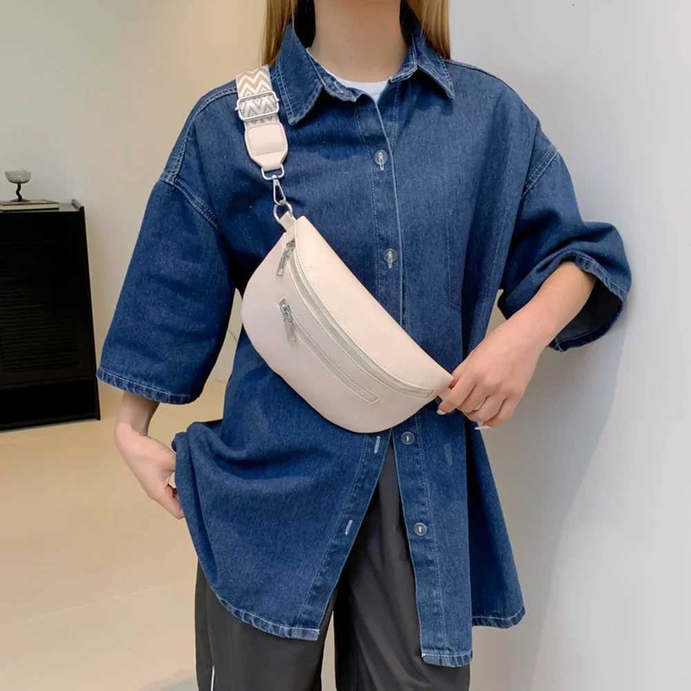 2024 Designer Womens Chest Bag PU Leather Wide Strap Shoulder Crossbody Bag Female Fashion Fanny Pack Banana Waist Bag H260331