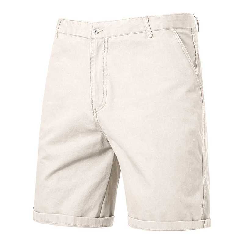 2025 Summer Mens Knee Length Shorts Solid Color Cotton Bermuda Half Pants Straight Shorts para hombre Casual Cargo Shorts Men Z260331