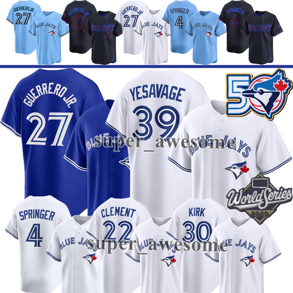 Blue Jays Vladimir Guerrero Jr. Alejandro Kirk Baseball Jersey Addison Barger Trey Yesavage Ernie Clement Kazuma Okamoto Dylan Cease George Springer Kevin Gausman