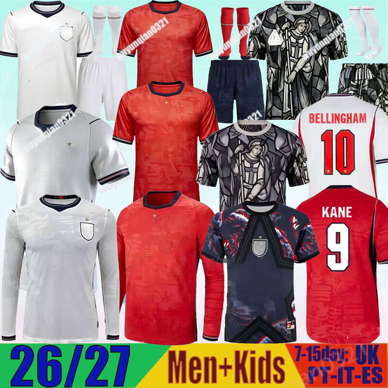 2026 World Cup England Soccer Jersey for Men, #10 Bellingham #9 Kane Home Kit, Authentic Quality Player Version, Breathable Football Shirt, Fast Shipping england kit 26 27