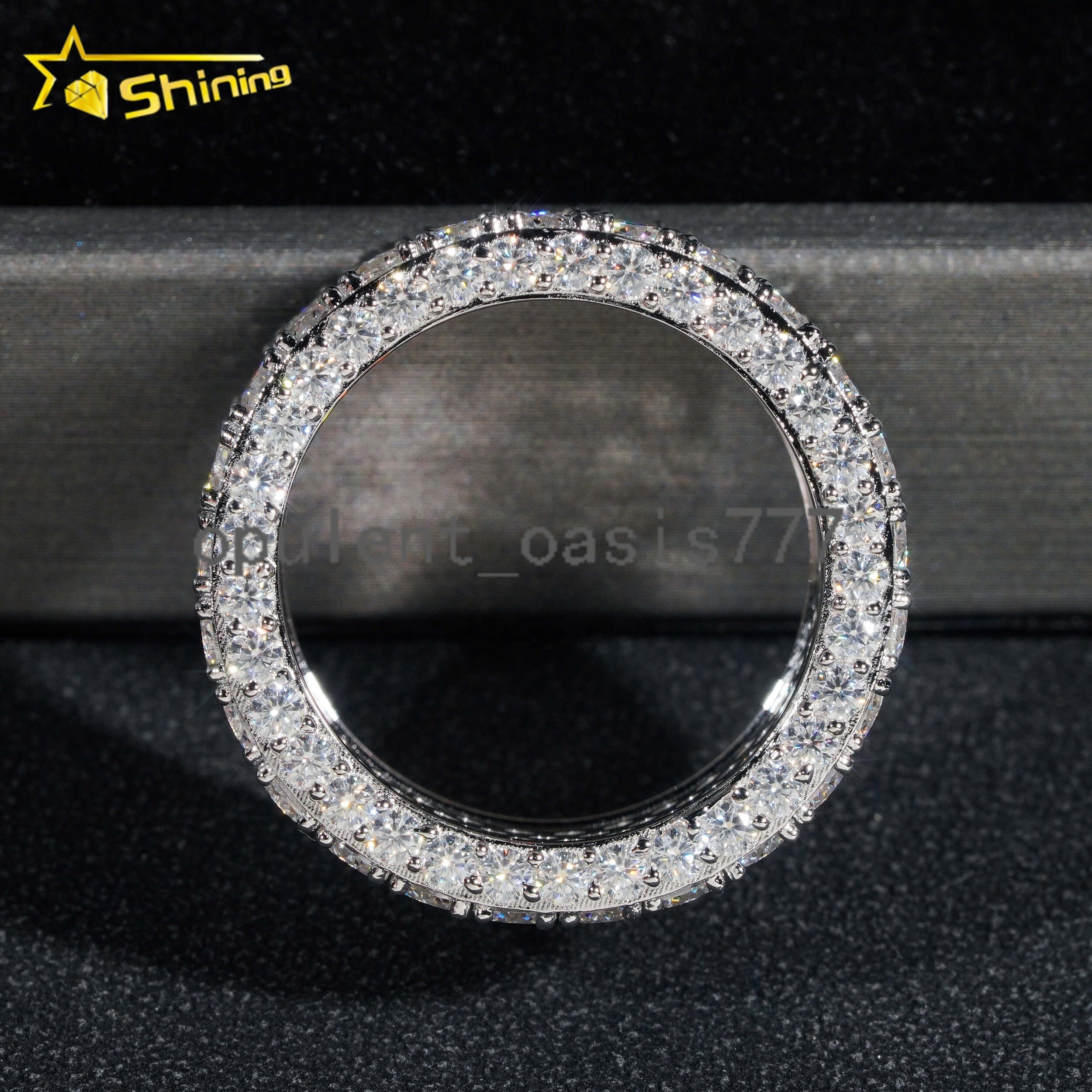 GRA Certificate 925 Sterling Silver Gold Plated Fine Jewelry VVS Diamond Moissanite Hip Hop Band Ring