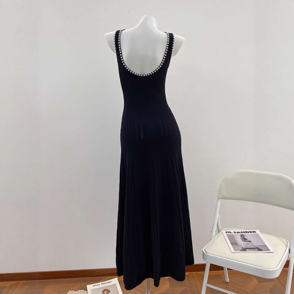 2026 autumn k30 new elegant French flower bead backless knitted dress with bead and women's cardigan wool sweater