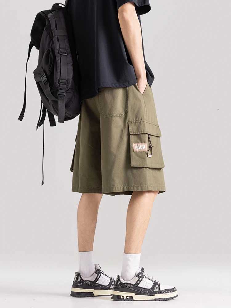 Summer Mens Cargo Shorts with 5 Pockets Lightweight Cotton Loose Fit Drawstring Casual Shorts Z260331