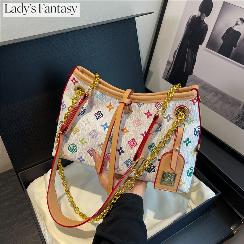 Lady's Fantasy Chain Large Capacity Tote New High-End Fashion Versatile Printed Commuter Crossbody Bag for Women