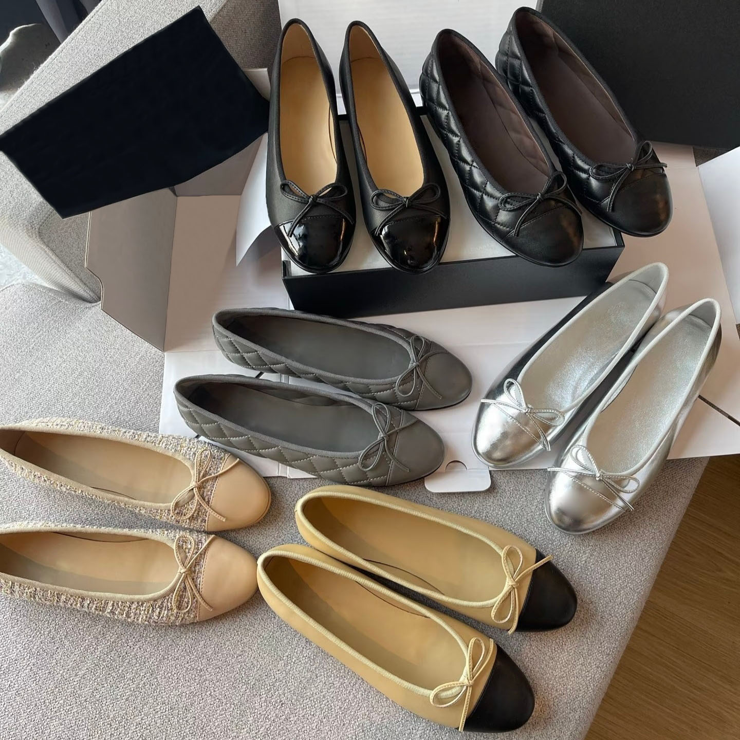 Ballet Flats Designer Flats Bow Loafers Womens Fashion Luxury Designer Shoes Flat Boat Shoes Canvas Shoes genuine leather soles Top quality Large Size 34-44