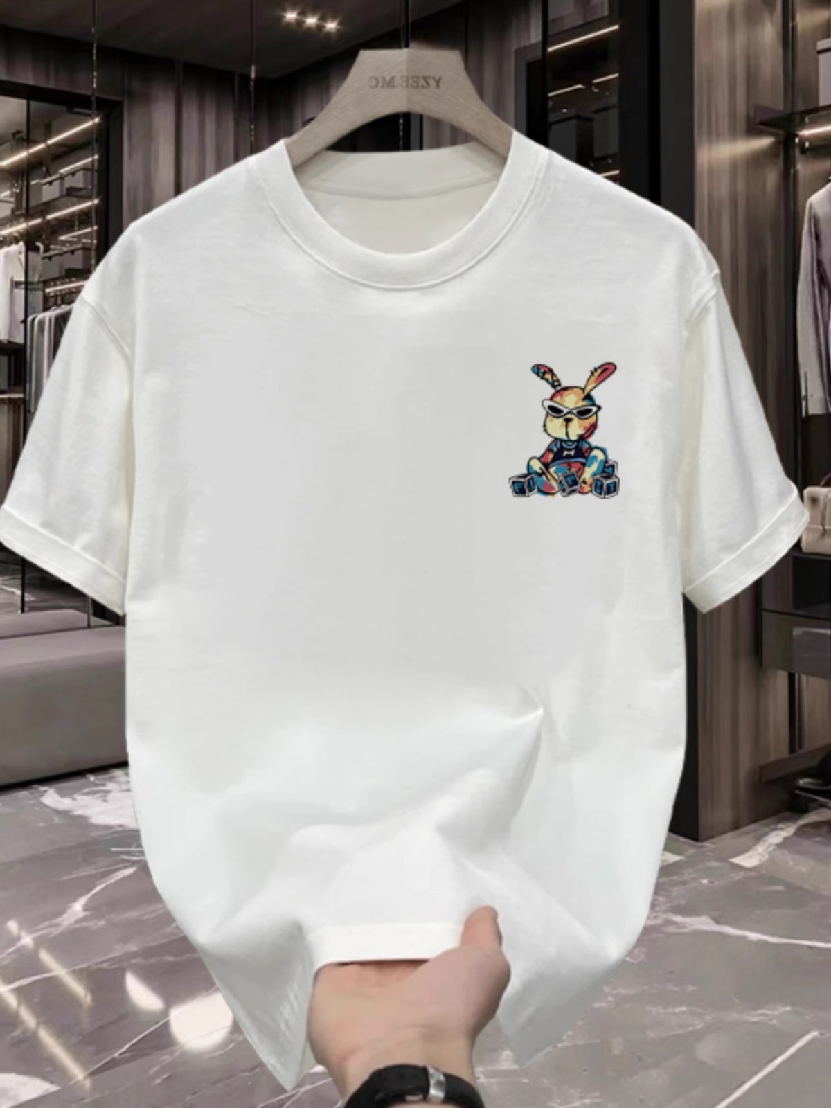 Summer New Arrivals Men's American Streetwear T-Shirts | 100% Cotton Rabbit Graphic Edgy Versatile Trendy Tops